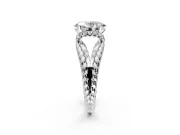 Halo Engagement Ring Setting for Oval Center with Rope Twist Split Shank and Prong Head in Platinum