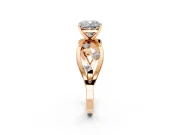 Solitaire Engagement Ring Setting for Cushion Cut Center with Criss-Cross Accent Band and Prong Head in Rose Gold
