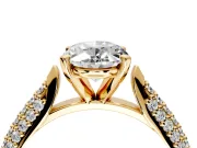 Solitaire Engagement Ring Setting for Oval Center with Multi-Row Accents and Prong Head in Yellow Gold