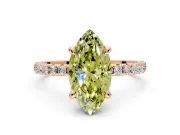 Solitaire Engagement Ring Setting for Fancy Yellow Marquise Center with Fine Pave Narrow Band and Prong Head in Rose Gold