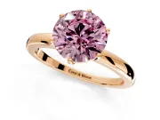 Solitaire Engagement Ring Setting for Fancy Pink Round Cut Center with Plain Band and Tulip Prong Head in Rose Gold