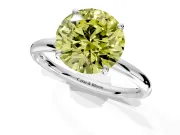 Low-Set Solitaire Engagement Ring Setting for Fancy Yellow Round Cut Center with Thin Plain Band and Prong Head in Sterling Silver