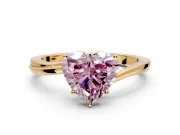 Solitaire Engagement Ring Setting for Fancy Pink Heart-Shaped Center with Plain Bypass Twist Band and Prong Head in Yellow Gold