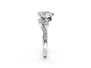 Solitaire Engagement Ring Setting for Pear-Shaped Center with Marquise Accent Twist Band and Prong Head in Sterling Silver