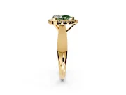 Halo Engagement Ring Setting for Fancy Green Pear-Shaped Center with Square Band and Prong Head in Yellow Gold