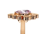 Cluster Halo Engagement Ring Setting for Fancy Pink Pear-Shaped Center with Milgrain Bezel Accents and Prong Head in Rose Gold