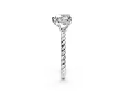 Solitaire Engagement Ring Setting for Heart-Shaped Center with Plain Twisted Rope Band and Prong Head in White Gold