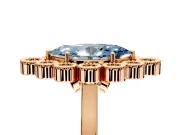 Cluster Halo Engagement Ring Setting for Fancy Blue Marquise Center with Milgrain Bezel Accents and Prong Head in Rose Gold