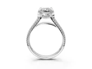 Solitaire Engagement Ring Setting for Radiant Cut Center with Accented Split Shank and Prong Head in White Gold