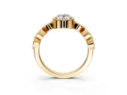 Vintage Station Engagement Ring Setting for Oval Center with Accents and Prong Head in Yellow Gold