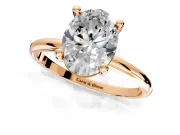 Minimalist Solitaire Engagement Ring Setting for Oval Center with Thin Band and Prong Head in Rose Gold