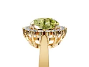 Starburst Halo Engagement Ring Setting for Fancy Yellow Round Cut Center with Flat Cathedral Band and Prong Head in Yellow Gold