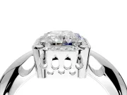 Halo Engagement Ring Setting for Radiant Cut Center with Tapered Plain Band and Prong Head in Platinum