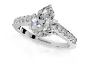 Solitaire Engagement Ring Setting for Pear-Shaped Center with Crossover Accents and Prong Head in Platinum