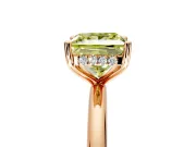 Hidden Halo Engagement Ring Setting for Fancy Yellow Princess Cut Center with Thin Round-Wire Band and Prong Head in Rose Gold
