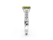 Solitaire Engagement Ring Setting for Fancy Yellow Emerald Cut Center with Round Cut Channel Band and Prong Head in Platinum