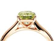 Solitaire Engagement Ring Setting for Fancy Yellow Radiant Cut Center with Narrow Cathedral Band and Prong Head in Rose Gold