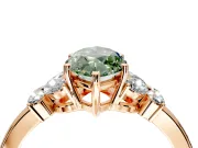 Solitaire Engagement Ring Setting for Fancy Green Marquise Center with Marquise Flower Shoulders and Prong Head in Rose Gold