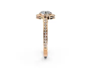Halo Engagement Ring Setting for Round Cut Center with Framed Halo, Pave Band and Prong Head in Rose Gold