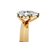 Solitaire Engagement Ring Setting for Pear-Shaped Center with Wide Knife Ridge Band and Prong Head in Yellow Gold