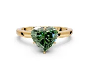 Solitaire Engagement Ring Setting for Fancy Green Heart-Shaped Center with Plain Band and Tulip Prong Head in Yellow Gold