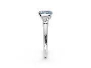 3 Stone Engagement Ring Setting for Fancy Blue Radiant Cut Center with Wide Plain Band and Prong Head in Platinum