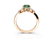 Solitaire Engagement Ring Setting for Fancy Green Cushion Cut Center with Marquise Flower Shoulders and Prong Head in Rose Gold