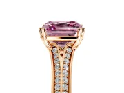 Solitaire Engagement Ring Setting for Fancy Pink Asscher Cut Center with Pave Rail Split Shank and Prong Head in Rose Gold