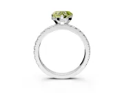 Solitaire Engagement Ring Setting for Fancy Yellow Heart-Shaped Center with Fine Pave Band and Claw Prong Head in Sterling Silver