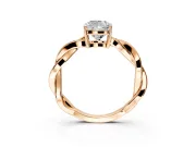 Solitaire Engagement Ring Setting for Cushion Cut Center with Twisted Pave Band and Prong Head in Rose Gold