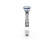 Solitaire Engagement Ring Setting for Fancy Blue Princess Cut Center with Channel-Set Accents and Prong Head in Sterling Silver