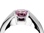 Tension Engagement Ring Setting for Fancy Pink Emerald Cut Center with Wide Tapered Band and Tension Head in Sterling Silver