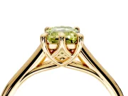Solitaire Engagement Ring Setting for Fancy Yellow Emerald Cut Center with Cathedral Band and Prong Head in Yellow Gold