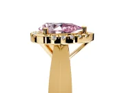 Halo Engagement Ring Setting for Fancy Pink Pear-Shaped Center with Square Band and Prong Head in Yellow Gold