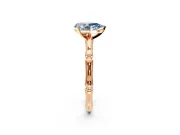 Solitaire Engagement Ring Setting for Fancy Blue Pear-Shaped Center with Bamboo Band and Prong Head in Rose Gold