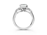 3 Stone Engagement Ring Setting for Asscher Cut Center with Large Pear-Shaped Accents and Prong Head in Platinum