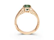 Split Shank Engagement Ring Setting for Fancy Green Cushion Cut Center with Pave Split Shank and Prong Head in Rose Gold