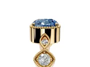 Vintage Station Engagement Ring Setting for Fancy Blue Cushion Cut Center with Accents and Prong Head in Yellow Gold