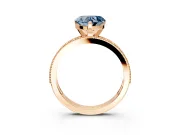 Milgrain Pave Engagement Ring Setting for Fancy Blue Heart-Shaped Center with Accent Band and Prong Head in Rose Gold