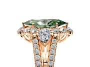 Halo Engagement Ring Setting for Fancy Green Marquise Center with Two-Strand Split Shank and Prong Head in Rose Gold