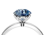 Solitaire Engagement Ring Setting for Fancy Blue Round Cut Center with Thin Rounded Plain Band and Prong Head in Platinum