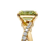 Solitaire Engagement Ring Setting for Fancy Yellow Emerald Cut Center with Half-Pave Crossover Band and Prong Head in Yellow Gold