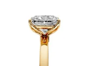 Solitaire Engagement Ring Setting for Radiant Cut Center with Thin Rounded Plain Band and Prong Head in Yellow Gold