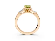3 Stone Engagement Ring Setting for Fancy Yellow Emerald Cut Center with Channel Baguette Accents and Prong Head in Rose Gold