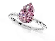 Solitaire Engagement Ring Setting for Fancy Pink Pear-Shaped Center with Plain Twisted Rope Band and Prong Head in Platinum