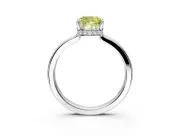Hidden Halo Engagement Ring Setting for Fancy Yellow Cushion Cut Center with Wide Flat Plain Band and Prong Head in White Gold