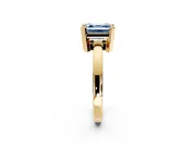 Solitaire Engagement Ring Setting for Fancy Blue Asscher Cut Center with Plain Band and Flat Tab Prong Head in Yellow Gold