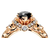 Solitaire Engagement Ring Setting for Fancy Black Marquise Center with Filigree Band and Prong Head in Rose Gold
