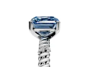 Rope Engagement Ring Setting for Fancy Blue Asscher Cut Center with Accent Shoulders and Prong Head in Platinum