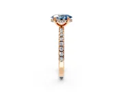 Solitaire Engagement Ring Setting for Fancy Blue Oval Center with Band of Accents and Prong Head in Rose Gold